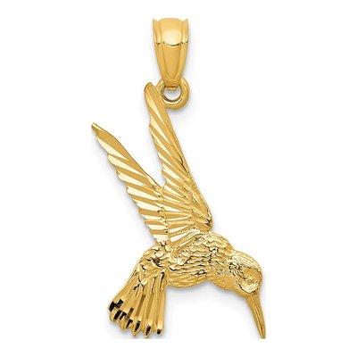 14K Yellow Gold Hummingbird Pendant