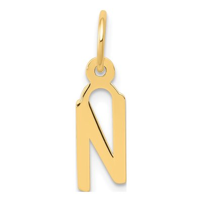 14K Yellow Gold Letter N Charm