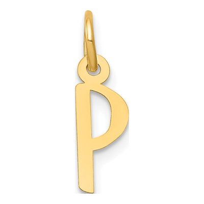14K Yellow Gold Letter P Charm