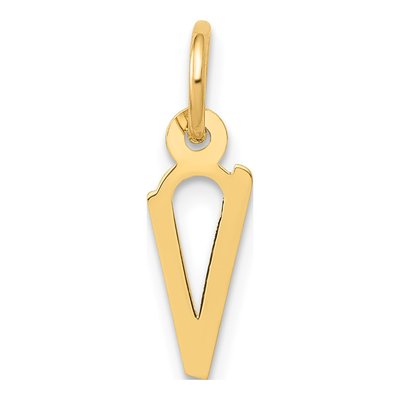 14K Yellow Gold Letter V Charm