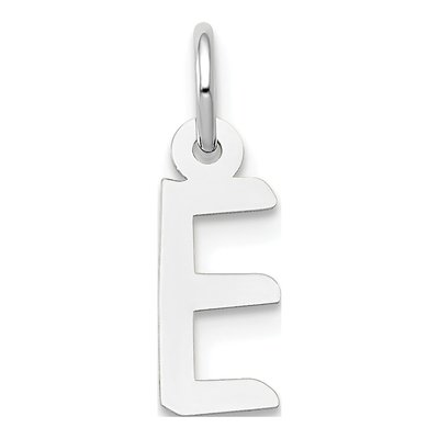 14K White Gold Letter E Charm
