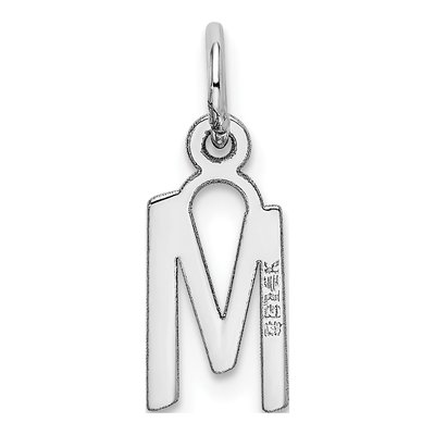 14K White Gold Letter M Pendant – view 4