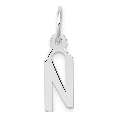 14K White Gold Letter N Charm