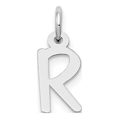 14K White Gold Letter R Charm