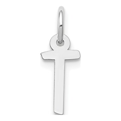 14K White Gold Letter T Pendant