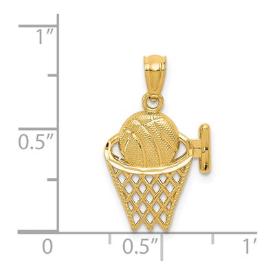 14K Yellow Gold Basketball Net Pendant – view 4