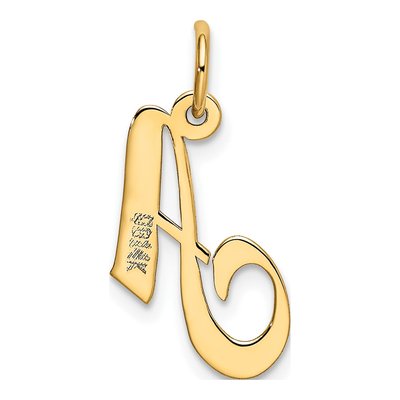 14K Yellow Gold Small Script Letter A Charm – view 4