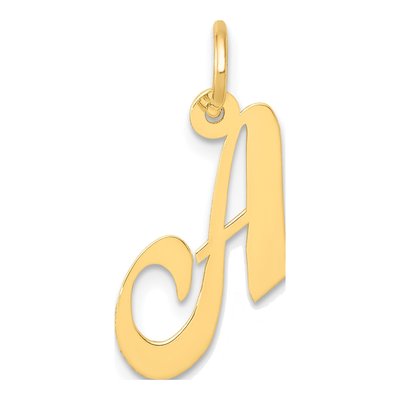 14K Yellow Gold Small Script Letter A Charm