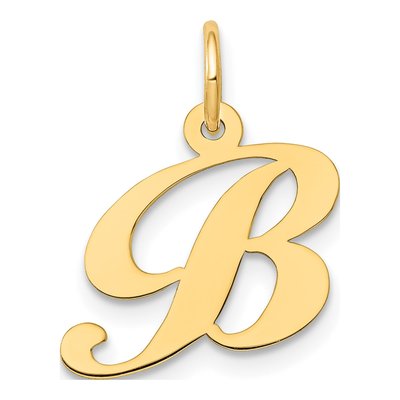 14K Yellow Gold Letter B Charm