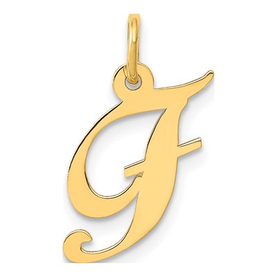 14K Yellow Gold Letter F Charm