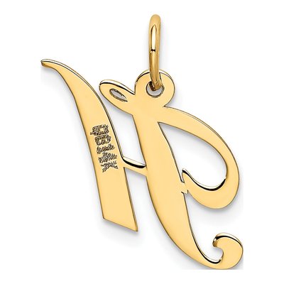 14K Yellow Gold Small Script Letter H Charm – view 4
