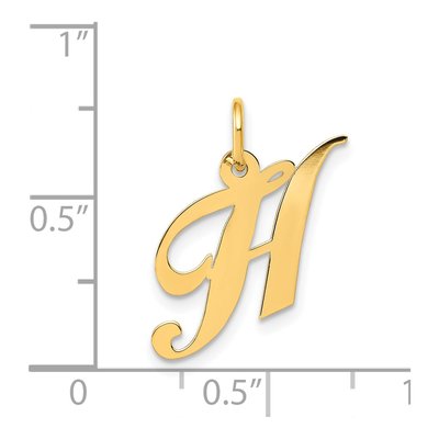 14K Yellow Gold Small Script Letter H Charm – view 5