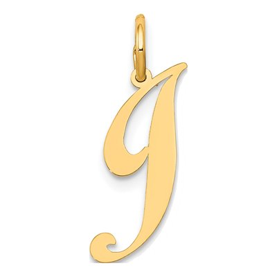 14K Yellow Gold Letter J Charm