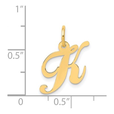 14K Yellow Gold Script Letter K Charm – view 5