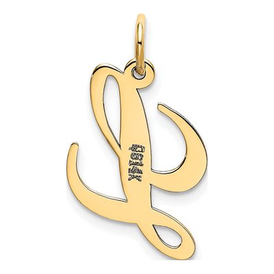 14K Yellow Gold Small Script Letter L Charm – view 4