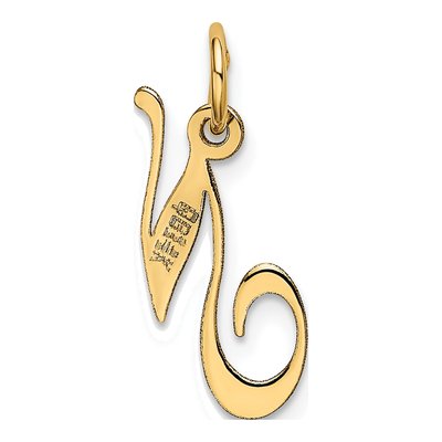 14K Yellow Gold Script Letter N Charm – view 4