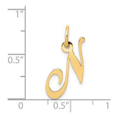 14K Yellow Gold Script Letter N Charm – view 5