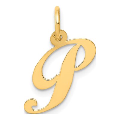 14K Yellow Gold Letter P Charm