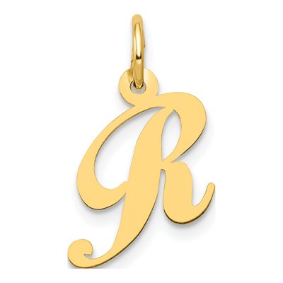 14K Yellow Gold Letter R Charm