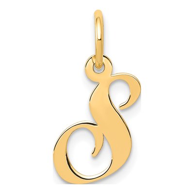 14K Yellow Gold Letter S Charm