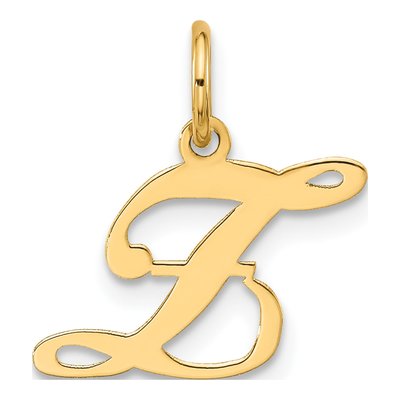 14K Yellow Gold Script Letter Z Charm