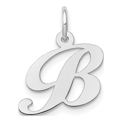 14K White Gold Letter B Charm