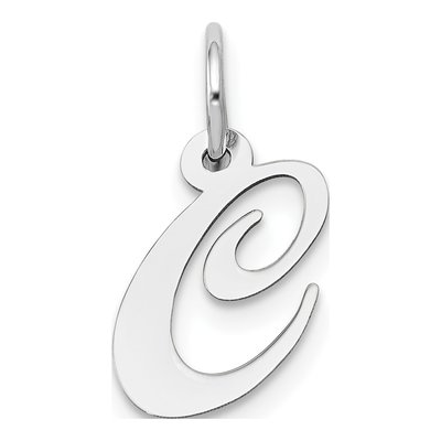 14K White Gold Script Letter C Charm