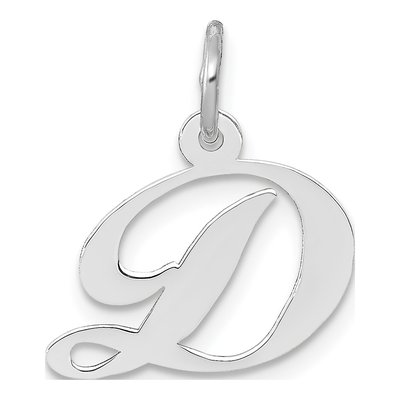 14K White Gold Script Letter D Pendant