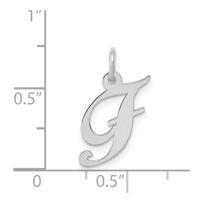 14K White Gold Script Letter F Charm – view 4