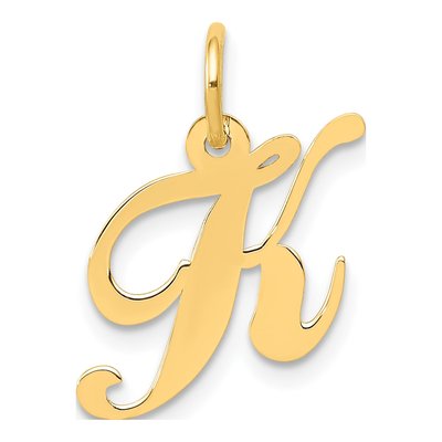 14K White Gold Letter K Charm – view 3