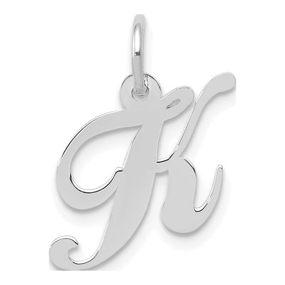 14K White Gold Letter K Charm