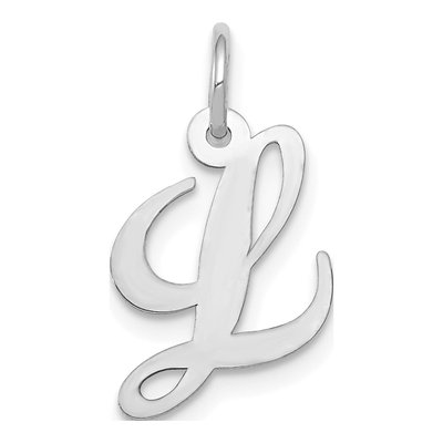 14K White Gold Letter L Charm