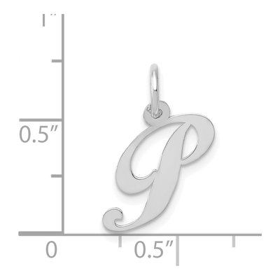 14K White Gold Small Fancy Script Letter P Charm – view 3