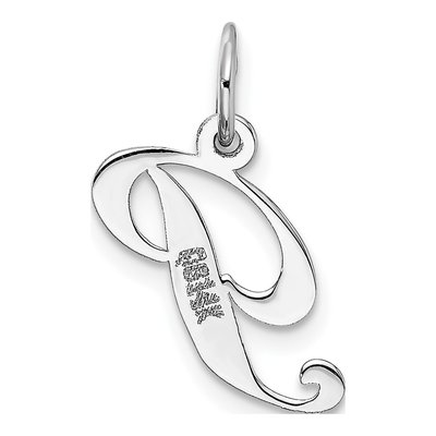 14K White Gold Small Fancy Script Letter P Charm – view 4