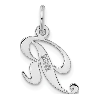 14K White Gold Letter R Charm – view 5