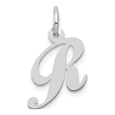 14K White Gold Letter R Charm