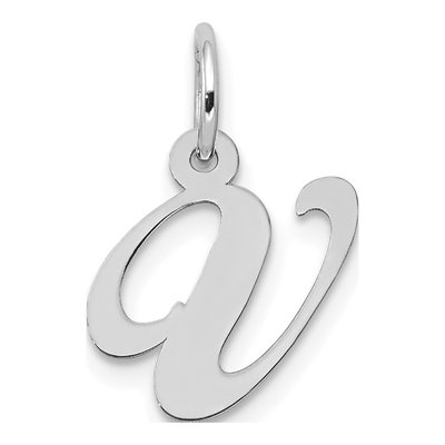 14K White Gold Letter V Charm