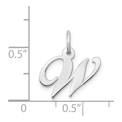 14K White Gold Letter W Pendant – view 4