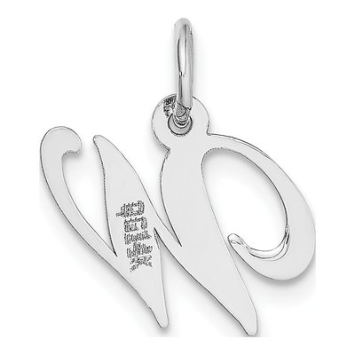 14K White Gold Letter W Pendant – view 5