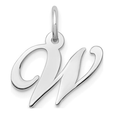 14K White Gold Letter W Pendant