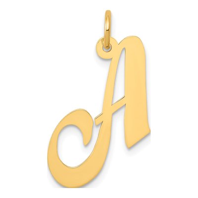 14K Yellow Gold Script Letter A Charm