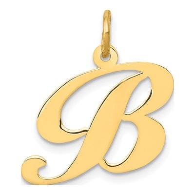 14K Yellow Gold Letter B Charm