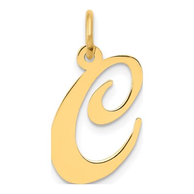 14K Yellow Gold Script Letter C Pendant