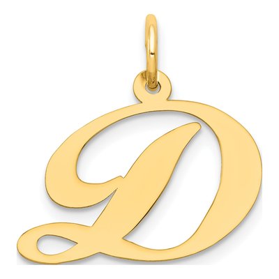 14K Yellow Gold Letter D Charm