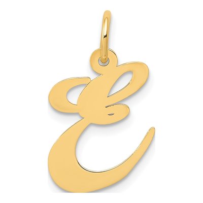 14K Yellow Gold Letter E Charm