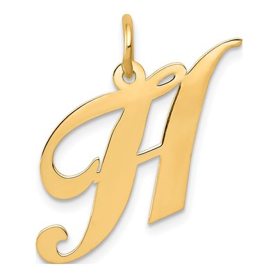 14K Yellow Gold Letter H Pendant