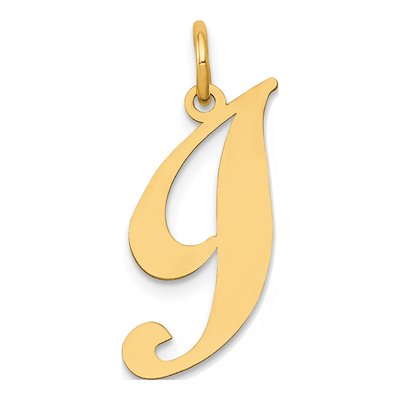 14K Yellow Gold Script Letter I Initial Charm