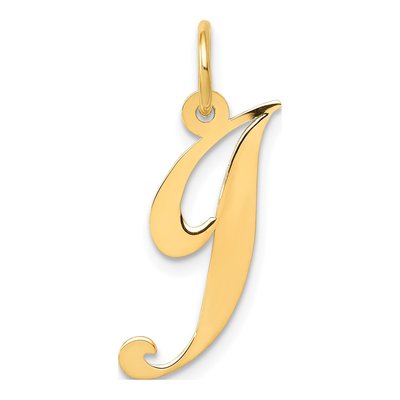 14K Yellow Gold Script Letter J Charm