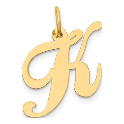 14K Yellow Gold Script Letter K Charm
