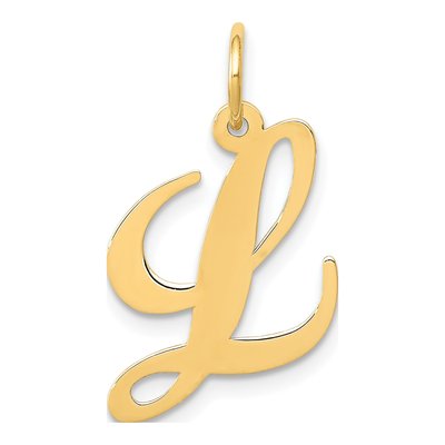 14K Yellow Gold Script Letter L Pendant